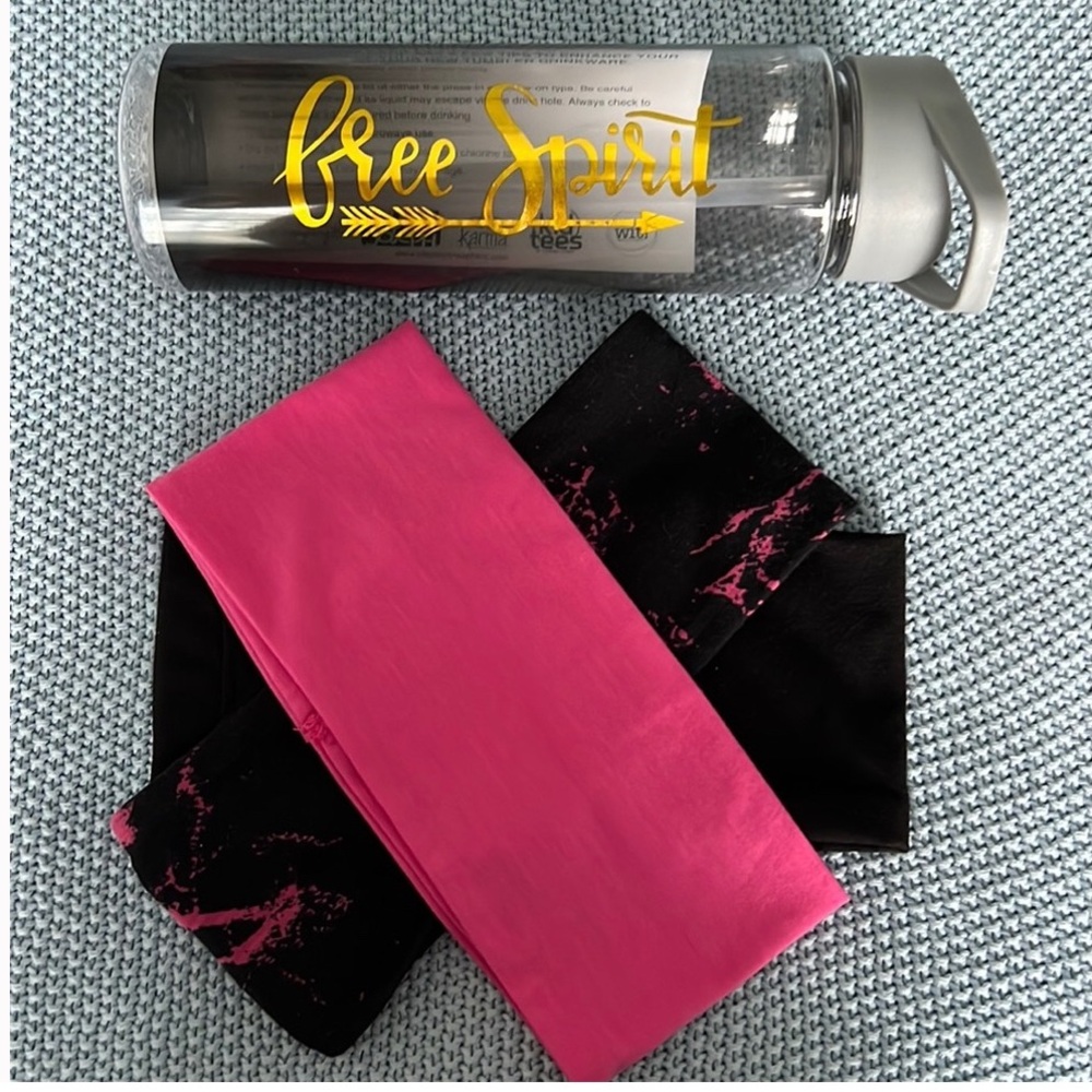 Pink and Black Headbands with Free Spirit Water Bottle